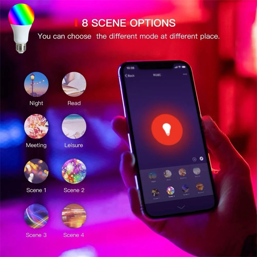 9 Вт 15 музыкальная E14 B22 E26 E27 Rgb умная лампочка Wifi светодиодная лампа с Bluetooth