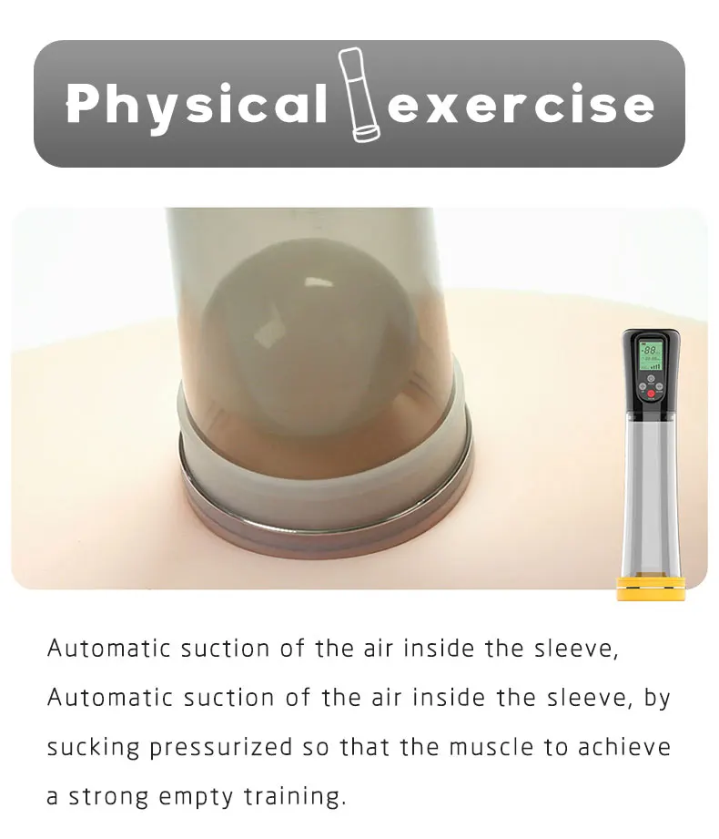 Male sex toys USB rechargeable smart automatic LCD digital display penis pump enlargement with timer