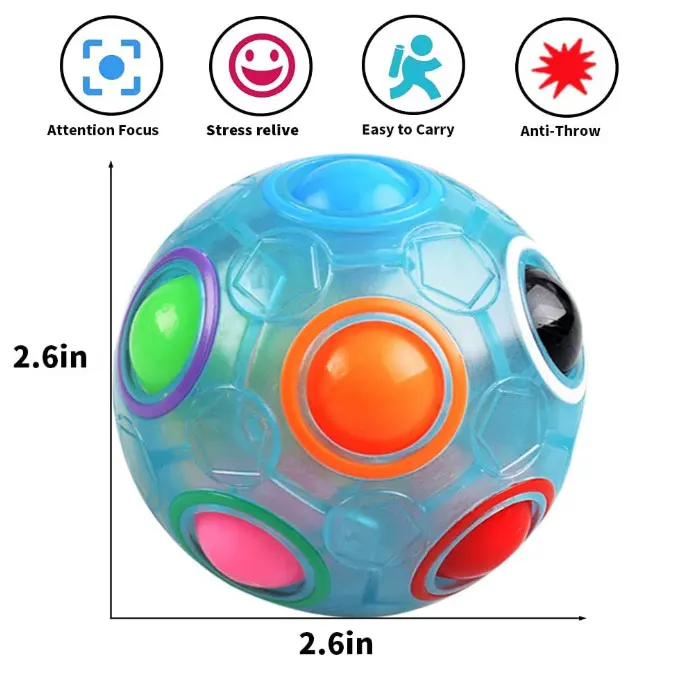 Magic Rainbow Puzzle Ball  Speed Cube Ball Puzzle Game Fun Stress Reliever Magic Ball Brain Teaser Fidget Toys