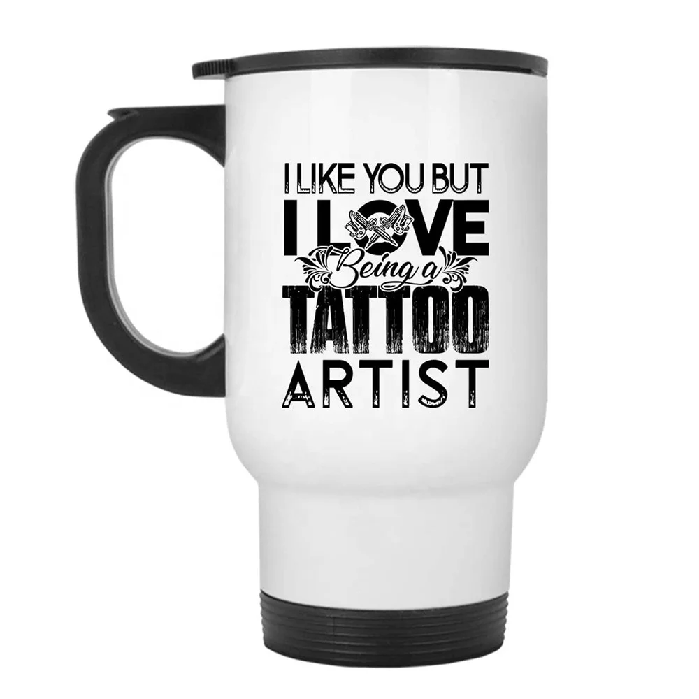 CL1C-E04-A Comlom 14oz Personalized White Insulated Stainless Steel Auto Travel Mug Car Cup Gift Tumbler