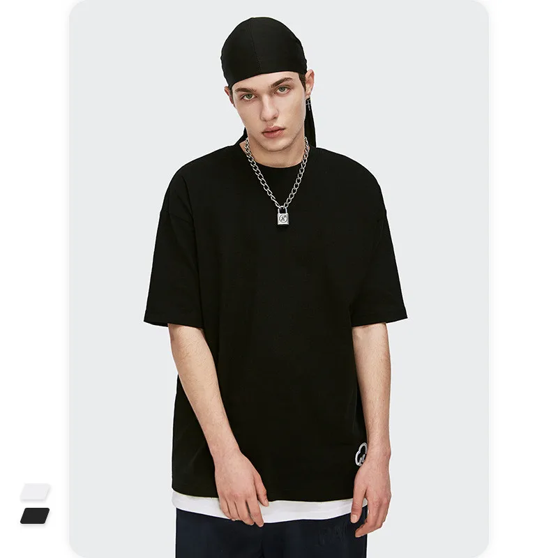 Korean Tshirt Led T-Shirt Light Up Long Line Longline Mens Tee Mercerized Cotton Luxury T Shirt