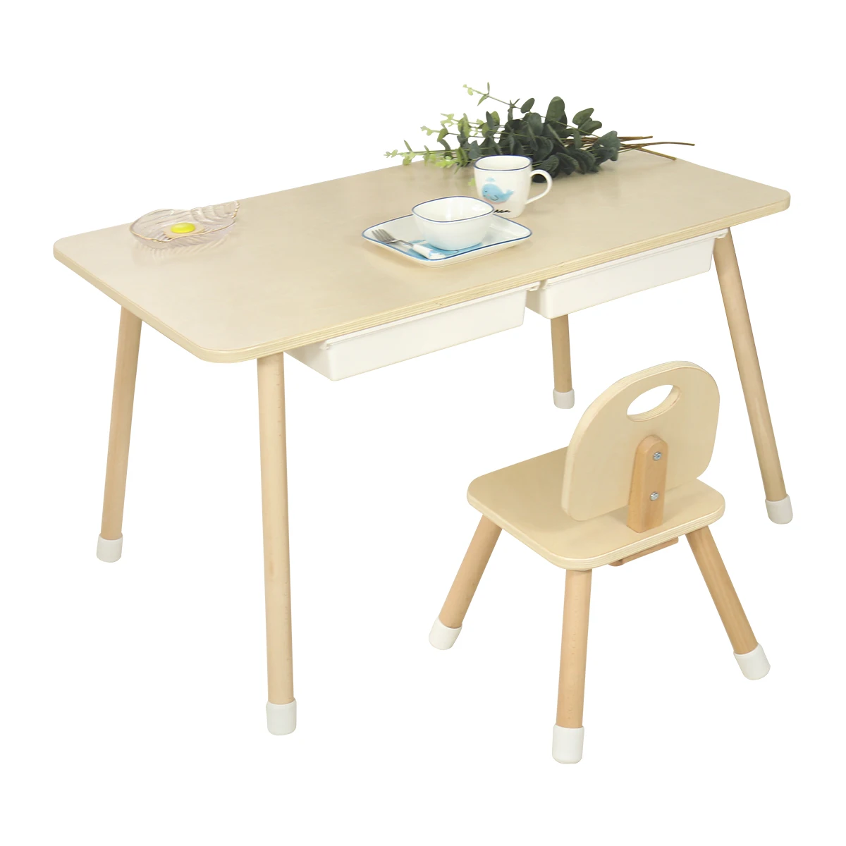 Ergonomic Kids Table Desk Adjustable High Children Study Table with Chair Set