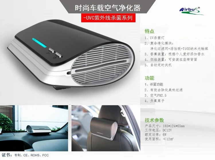 2021 Newest Mini Portable Desk Home Electric True Hepa Filter Car Air Cleaner Air Purifier