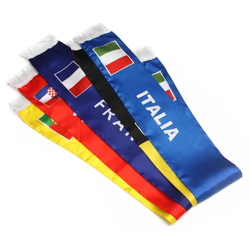 NO MOQ Custom Design Satin Football Scarf Fan Club Sports Cheering Basketball Volley Ball Event Advertising National Day Scarf
