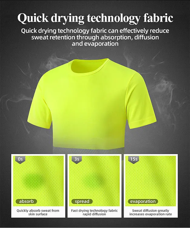 Construction Engineer Safety Long Sleeve T Shirts Class 3 High Visibility Safety Shirt Work T Shirt Green