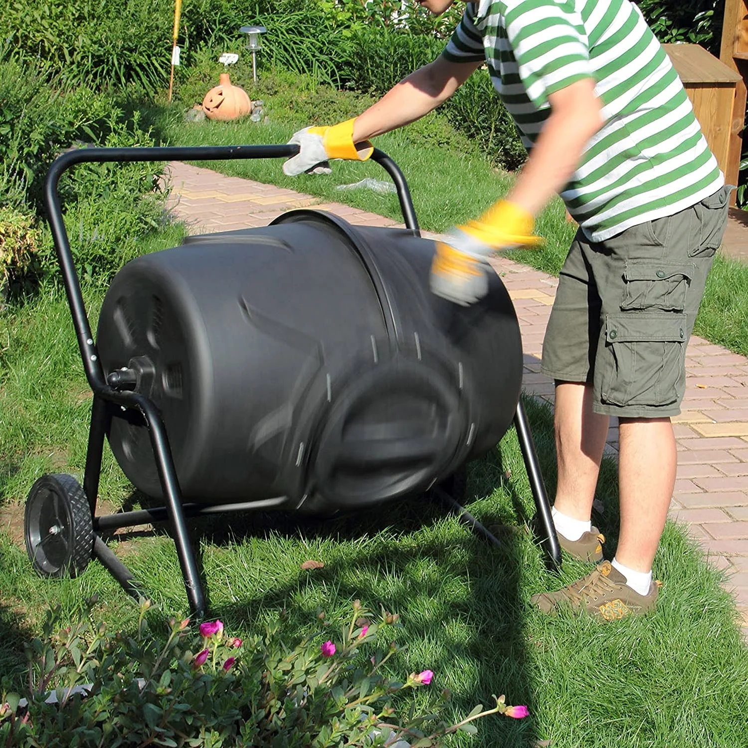 170L 45 Gallon Large Plastic Recycled Food Waste Garden Compost Bin Tumbler