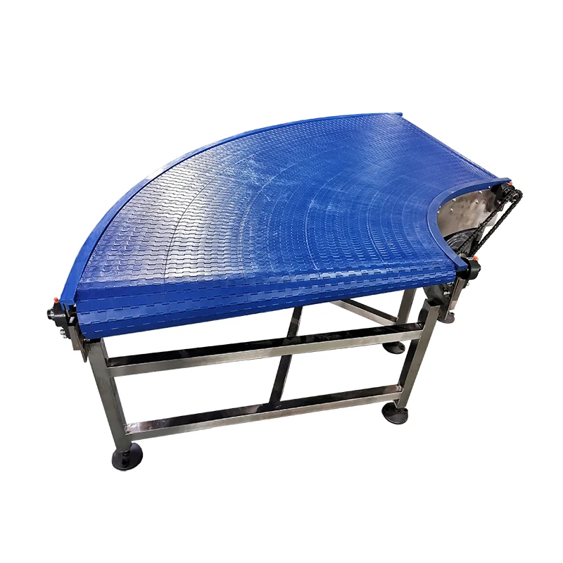 LHJ Chinese Manufacturer Factory Directly 90 Degree Turning Modular Belt Conveyor Curved Modular Belt Food Conveyor  Machine