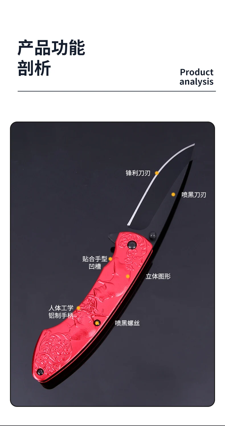 2023 popular edge knives black blade coated pocket knife with Aluminum Alloyed handle