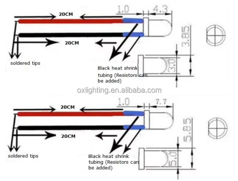 3mm 5mm 10mm Round  Red Blue Green Yellow White Warm White Multicolour Pre Wired LED Emitting Diode Light Bulb Beads With cable