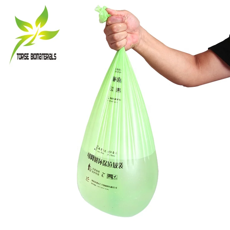 cornstarch based certified biodegradable compostable non plastic camping toilet trash garbage bag on roll