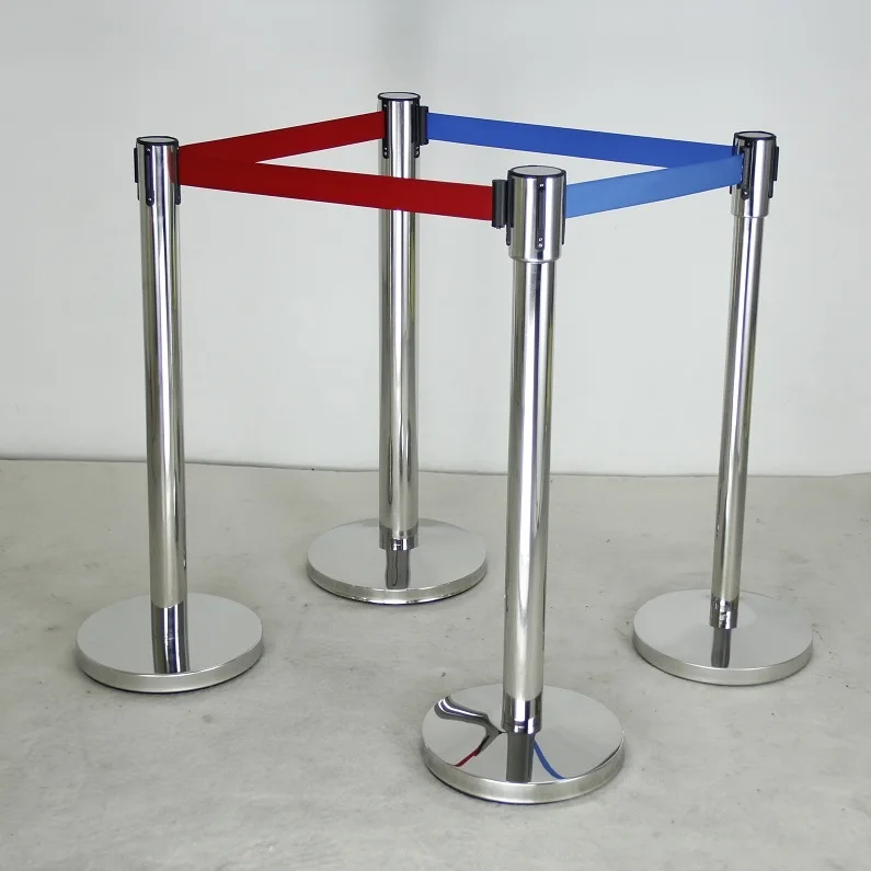 Stainless steel Queue Fence Velvet Ropes telescopic isolation belt stainless column