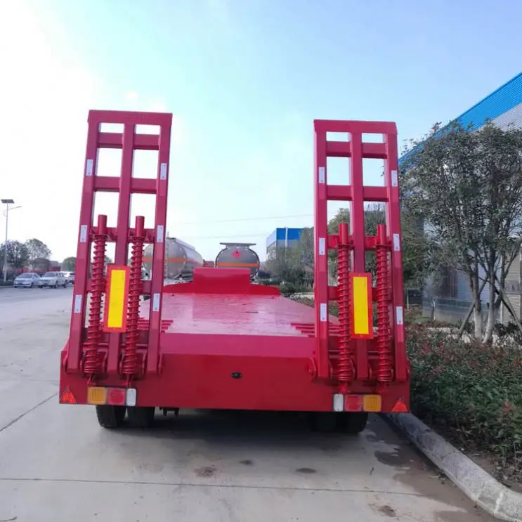 Low Bed Trailer Truck 4 Axles 60Ton Heavy Duty Hydraulic Lowboy Lowbed Semi For