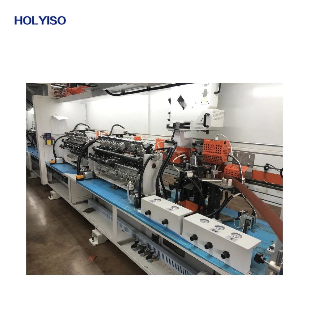 HOLYISO Automatic J Type X Type C Type 45 degree mdf pvc board soft-forming edge banding machine For furniture manufacturer