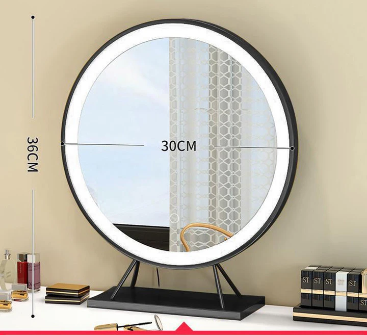 Round Shape Stainless Steel Frame Large Station Barber Wall Hanging Hair Salon Mirrors