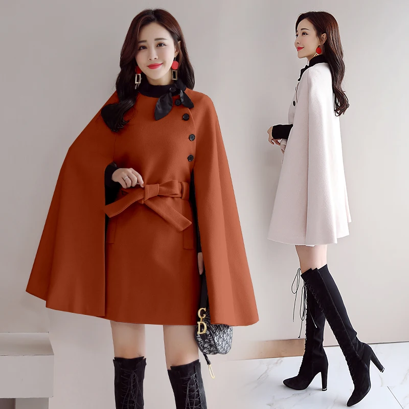 Cape jacket women double side wool cashmere feeling soft elegant design one size fits all women cape
