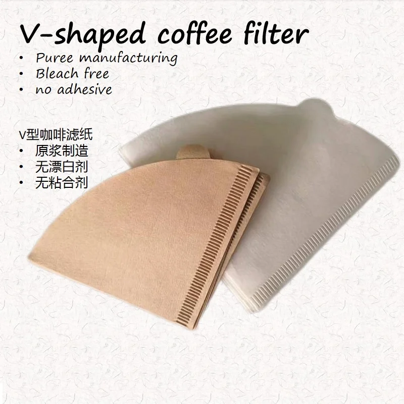 V02 100pcs V60 Shape Coffee Filter Paper 2-4Cup For Drip Coffee Filter Cup paper coffee filter