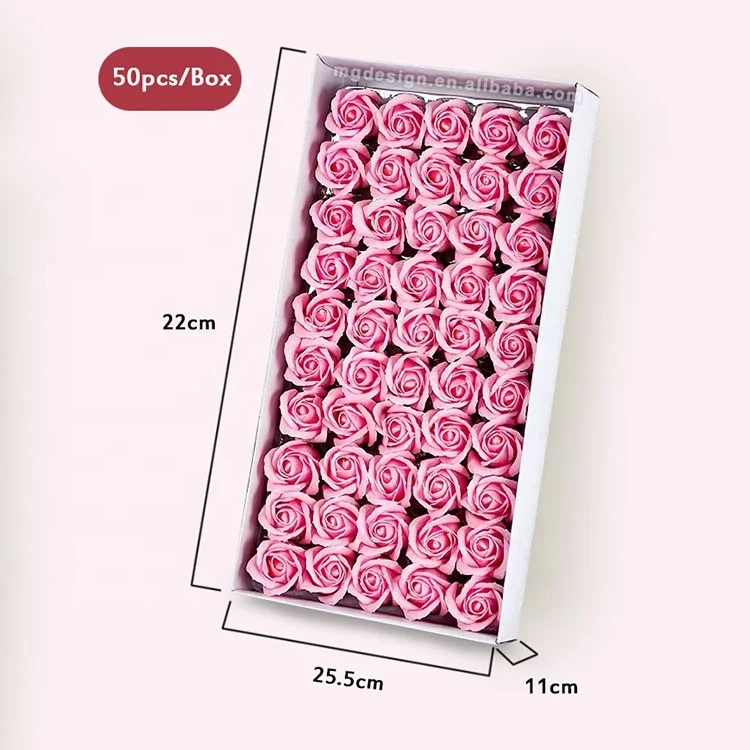 Custom Color 50Pcs Soap Box Packaging Handmade Soap Rose Flower Box Rose Flower Soaps For Perfect Birthday Valentines Day Gift