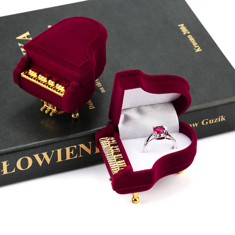 Portable Mini Piano Velvet Jewelry Ring Gift Box Holder For Earrings Necklace Bracelet Display Box