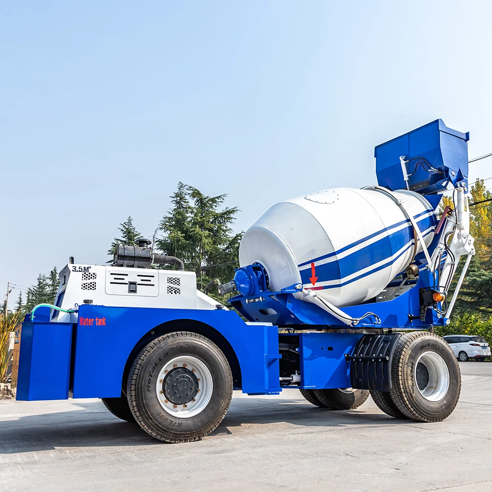 mini mobile diesel engine self-loading concrete mixer cube machine