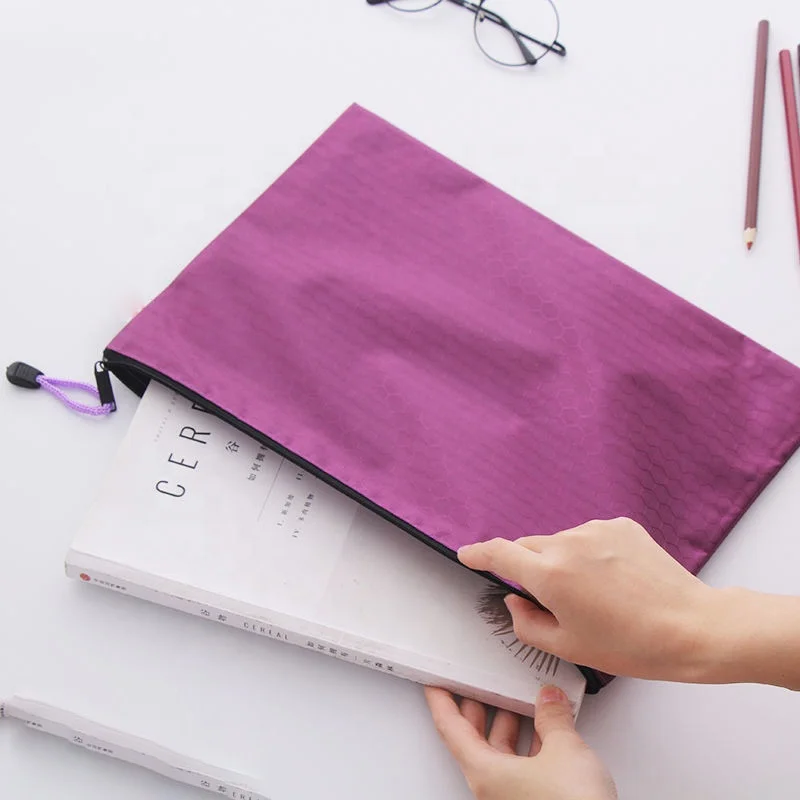 Рекламная цветная водонепроницаемая сумка A4 для хранения информации из переработанного материала, Полиэстеровая сумка на молнии для канцелярских принадлежностей