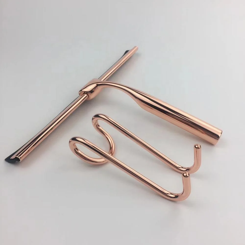 
Rose Gold Stainless Steel Shower Squeegee Rubber Wiper For Window Cleaning 
