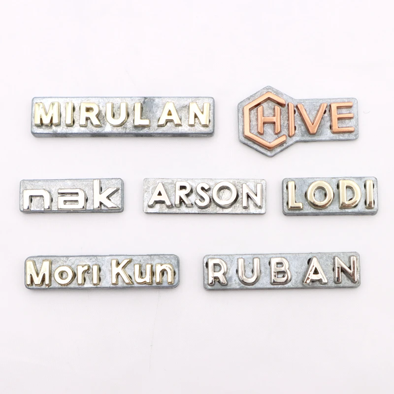 bag logo tag metal letters Custom alphabet metal logo for bags