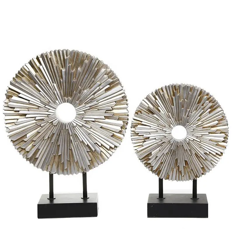 China Suppliers Resin silver sun shape Home Decoration Ornament with 2 different size home ornaments