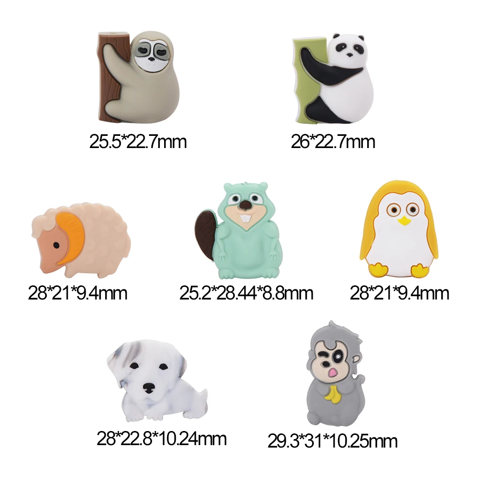 New Silicone Beads Key Chains Fashion Cartoon Silicone Panda Baby Teething Focal Beads Food Grade Silicone Beads For Pacifier