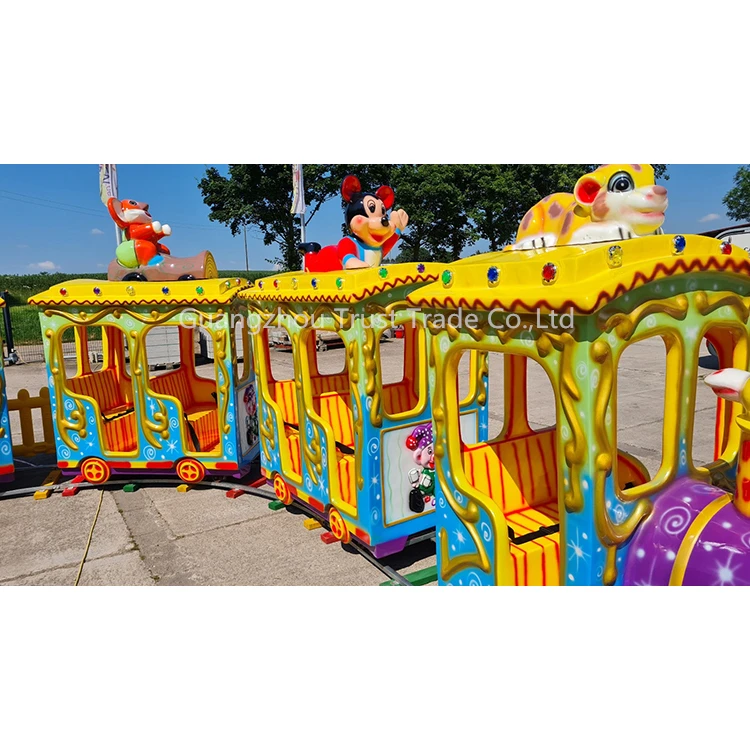 Outdoor Kids Electric Train Games Zoo Train Amusement Park Children Rides With Tracks