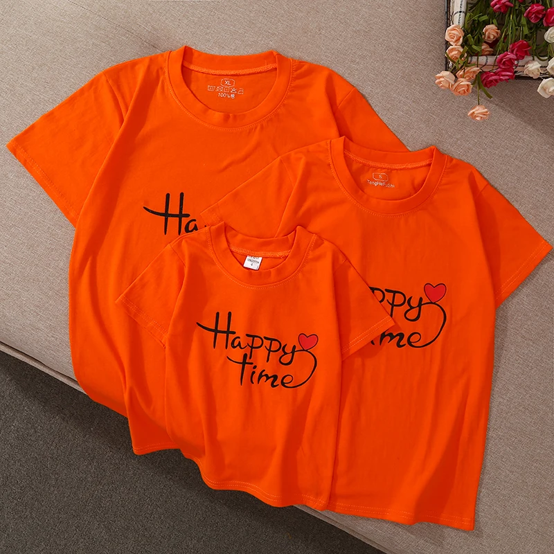 Хлопковая рубашка с коротким рукавом для родителей и детей, детская мультяшная простая футболка для родителей и детей, Прямая продажа с фабрики
