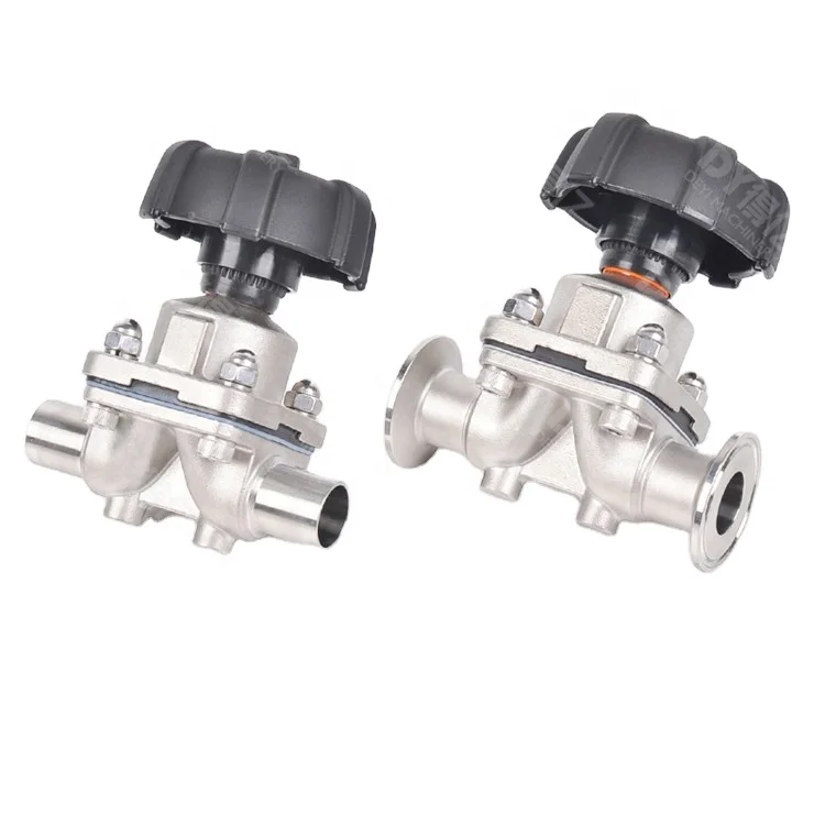 Sanitary Stainless Steel AISI316L Diaphragm Shut off Valve, manual clamp Connection DIN 11850