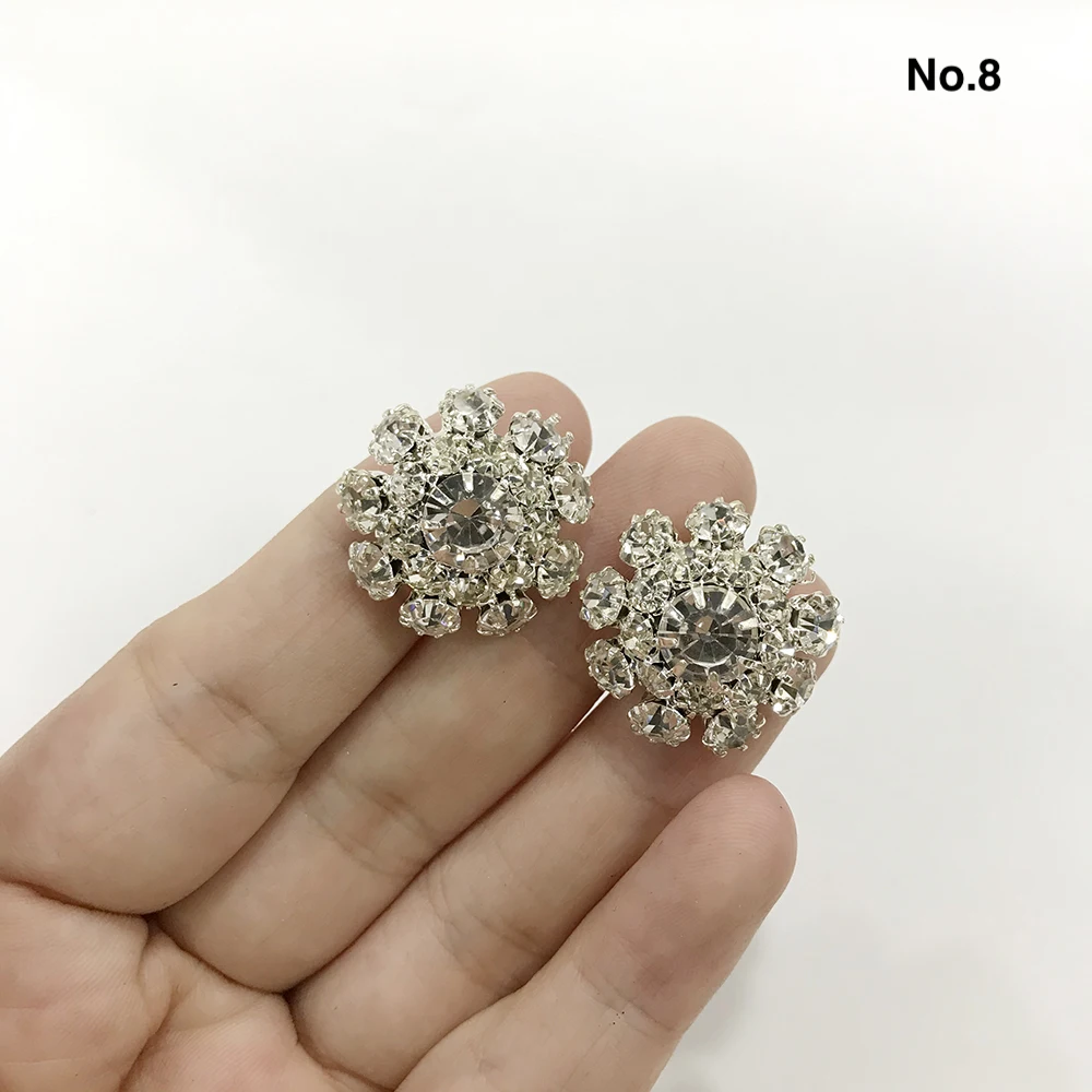 Elegant Decoration Accessories Vintage Glitter Diamond Colorful Flower Buttons for Clothing