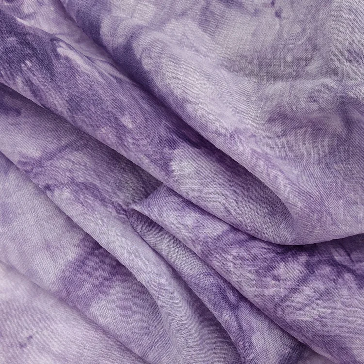 Stylish breathable tie-dyed texture garment raw material 55% ramie 45% tencel tissue fabric woven fabrics for woman clothing