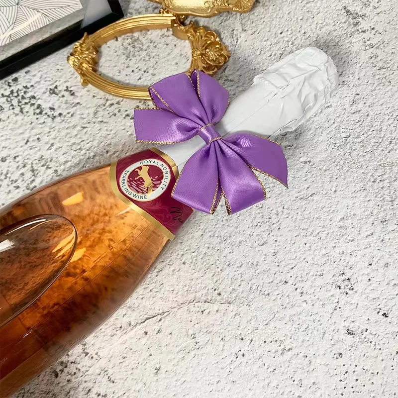 Newly custom Bottles Gift decoration ribbon bow satin bow ribbon with elastic ribbon bows for gift