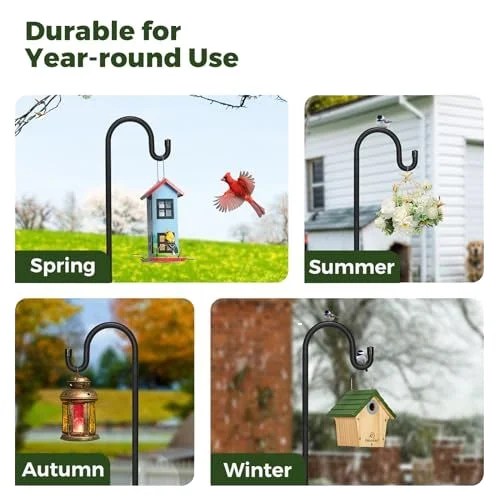 Oniya 2 Packs 76 inch Bird Feeder Outdoor Shepherds Hooks Adjustable Metal Garden Poles for Garden,Weddings,Solar Light Lantern