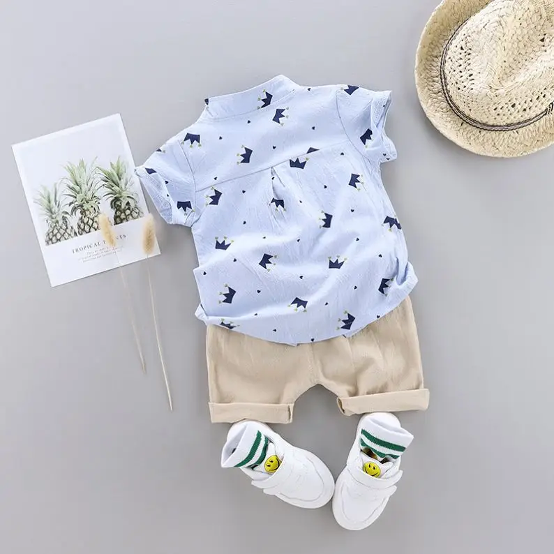 New Hot Kids Summer Casual Cotton Light Color Printing Baby Suit Print Tracksuit Sets From China Supplier