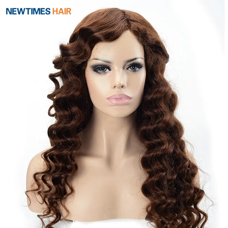wholesale wig vendor custom women mono lace human remy brown curly hair replacement system wigs