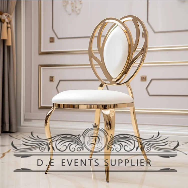 Modern hotel furniture Wedding Chairs for events chaise mariage Banquet Gold luxury Metal stainless steel party throne sillas