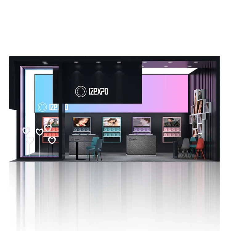 Izexpo Quick Setup Wooden 20x20 Trade Show Booth Display Custom Beauty Fair Island Modular Exhibition Booth Manufactures