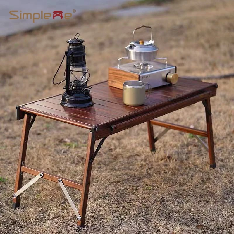 Simpleme Outdoor Family Camping Mesa Plegable Lightweight Aluminum Roll Up Top Folding Camping Table