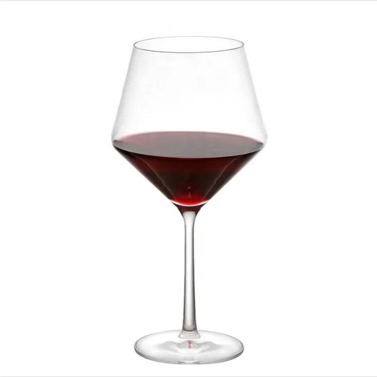 Modern Bohemia Glassware Hand Blown Red Wine Glass Diamond Shape Crystal Clear Wine Glass Goblets