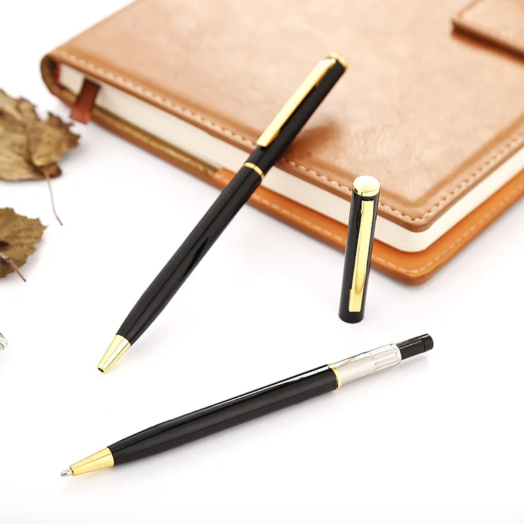 black white with silver or gold trim Slim Twist Ballpoint Pen Ink Business Banner Pen Novelty Advertising Gift