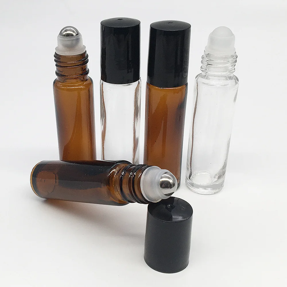 wholesale Perfume Essential oil 6ml 8ml 15ml 10ml matte black blue clear amber glass roller bottle