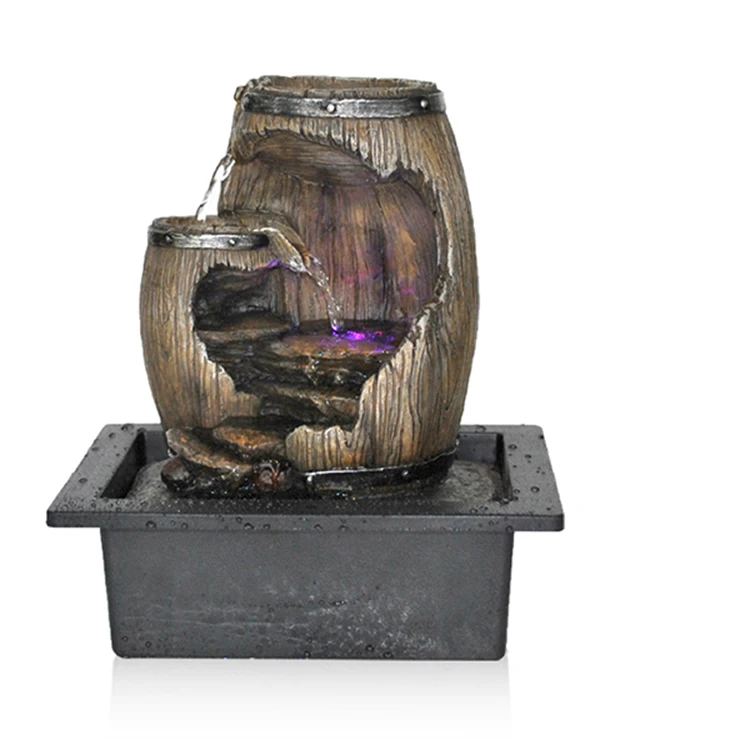 
Custom wholesale resin statues LED light fengshui ornament fountain 