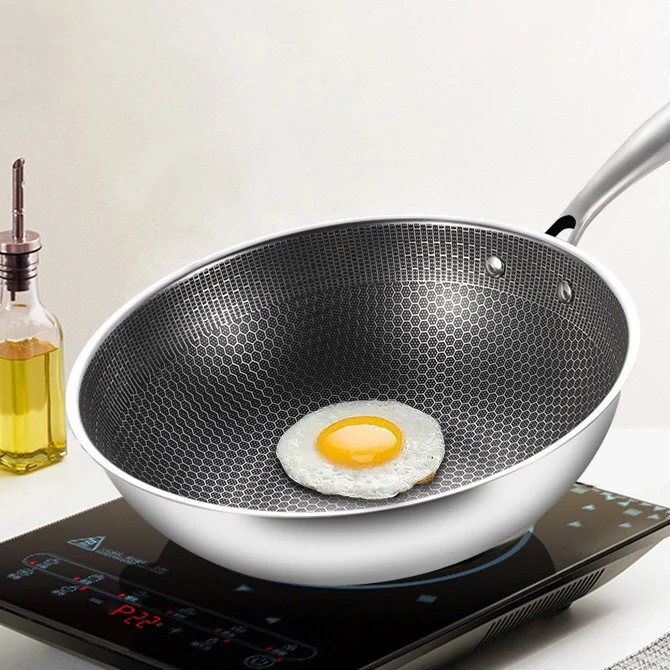 Drop Shipping pot stainless steel Wok Fry Pan Woks non-stick cookware Honeycomb set Non Stick