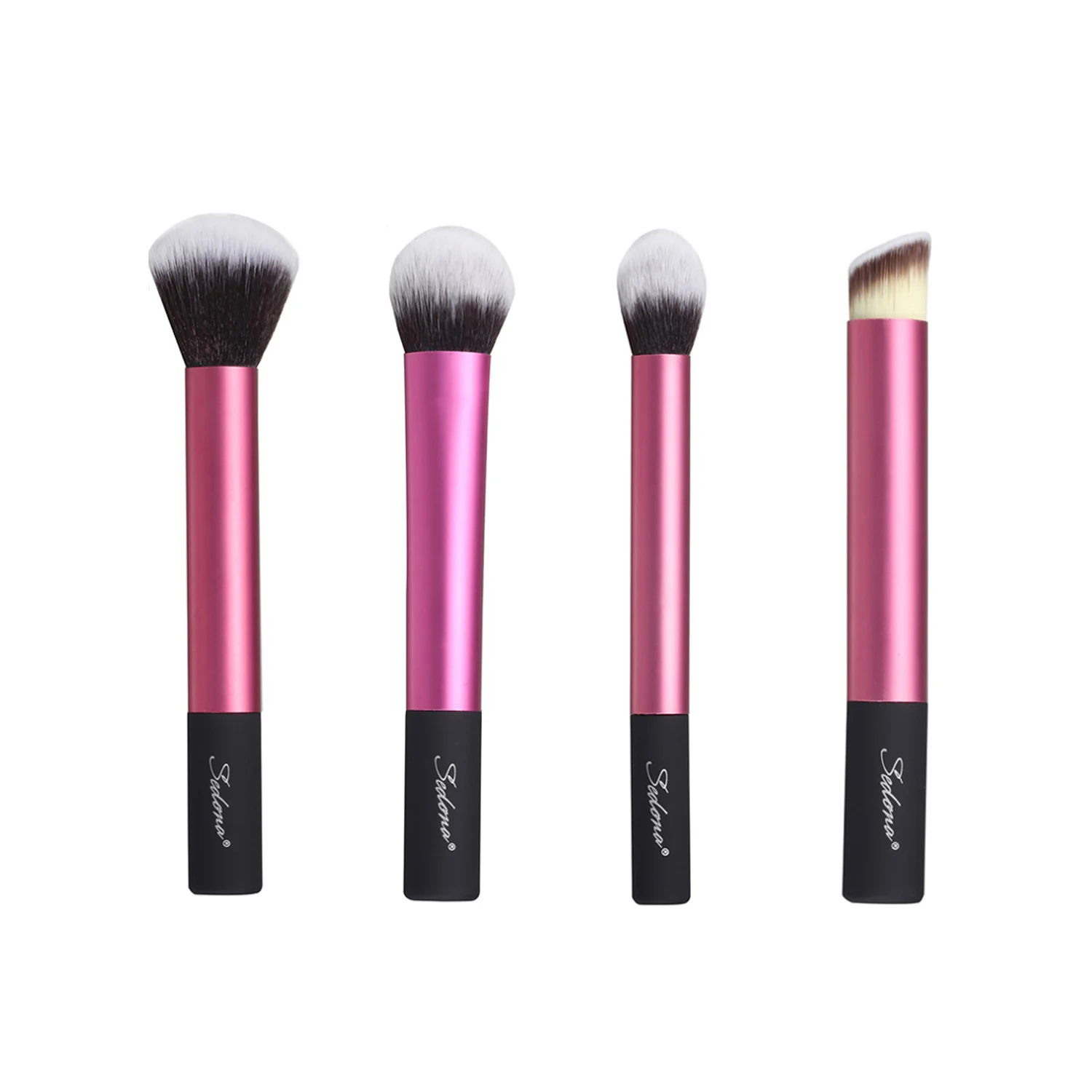 YRX W083 22pcs Pink Premium Synthetic Powder Foundation Brush Makeup Brush Set  with Long Aluminum Ferrule