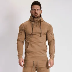 Custom Logo Printed Fall Winter Trend Pullover Men Sports Hoodies Mens Fitness Gym Black Sweatshirts