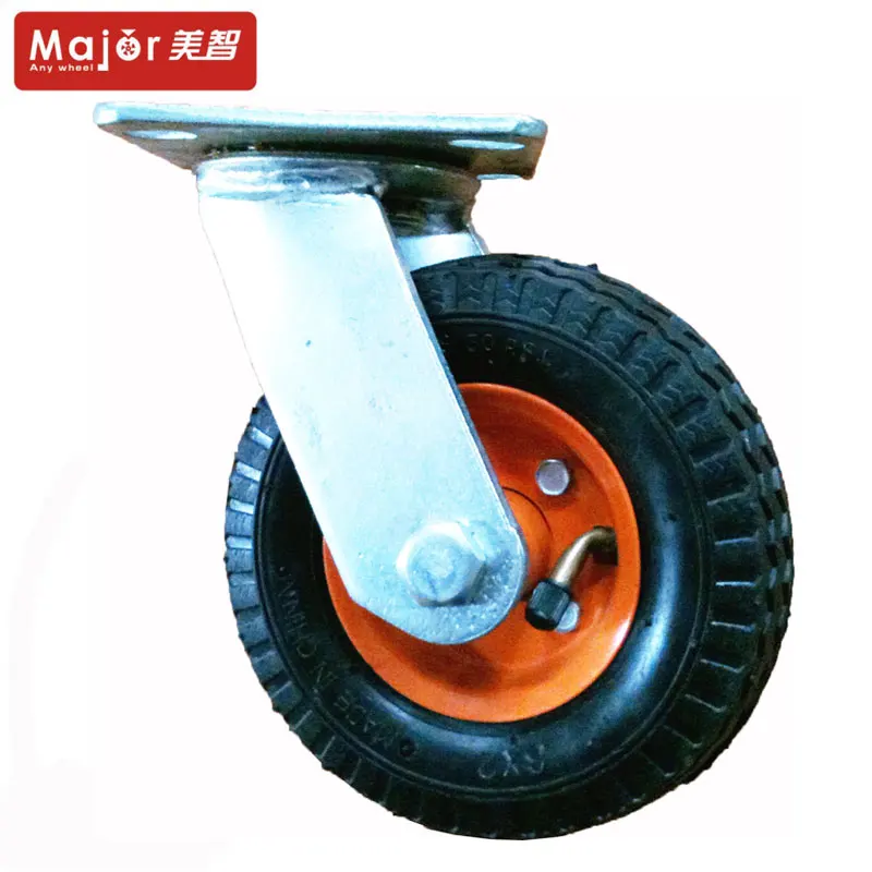 6 inch pneumatic inflatable rubber fixed swivel rigid caster wheel for hand truck