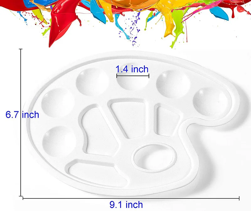 Bview Art Ten Wells Thumb Hole White Plastic Paint Tray Palettes for Painting DIY Craft and Art Painting