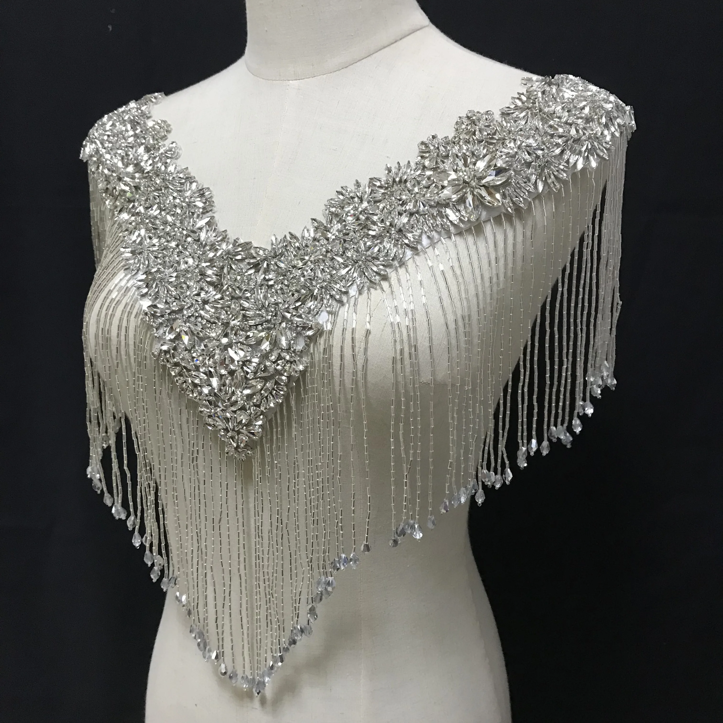 
shoulder patch with tassel fringe decorative crystal bolero 